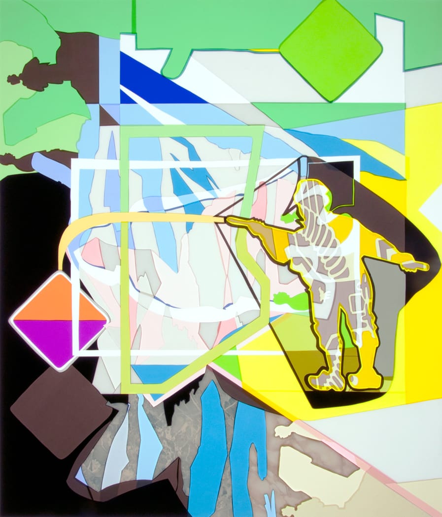 St. Elmos Fire on the Ridges, 2017, h 133,4 cm x b 113,8 cm, collage of adhesive film on drawing polyester mounted on a light box-by-Contemporary-visual-artist-Patrick-Koster-based-in-Amsterdam-The-Netherlands-film adhésif sur dessin polyester monté sur une boîte à lumière-plakfolie op tekenpolyester gemonteerd op ledlichtbak