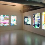 Coda Museum, Beauty of the Battle, exhibition overview, collage of adhesive film on drawing ployester on lightbox work, Patrick Koster