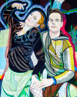 Double Portrait of the Artist and His Wife, 2022, h 180 cm x w 135 cm (h 70.9 in x w 53.1 in), collage of adhesive film on drawing polyester on lightbox, detail