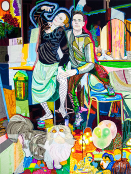 Double Portrait of the Artist and His Wife, 2022, h 180 cm x w 135 cm (h 70.9 in x w 53.1 in), collage of adhesive film on drawing polyester on lightbox