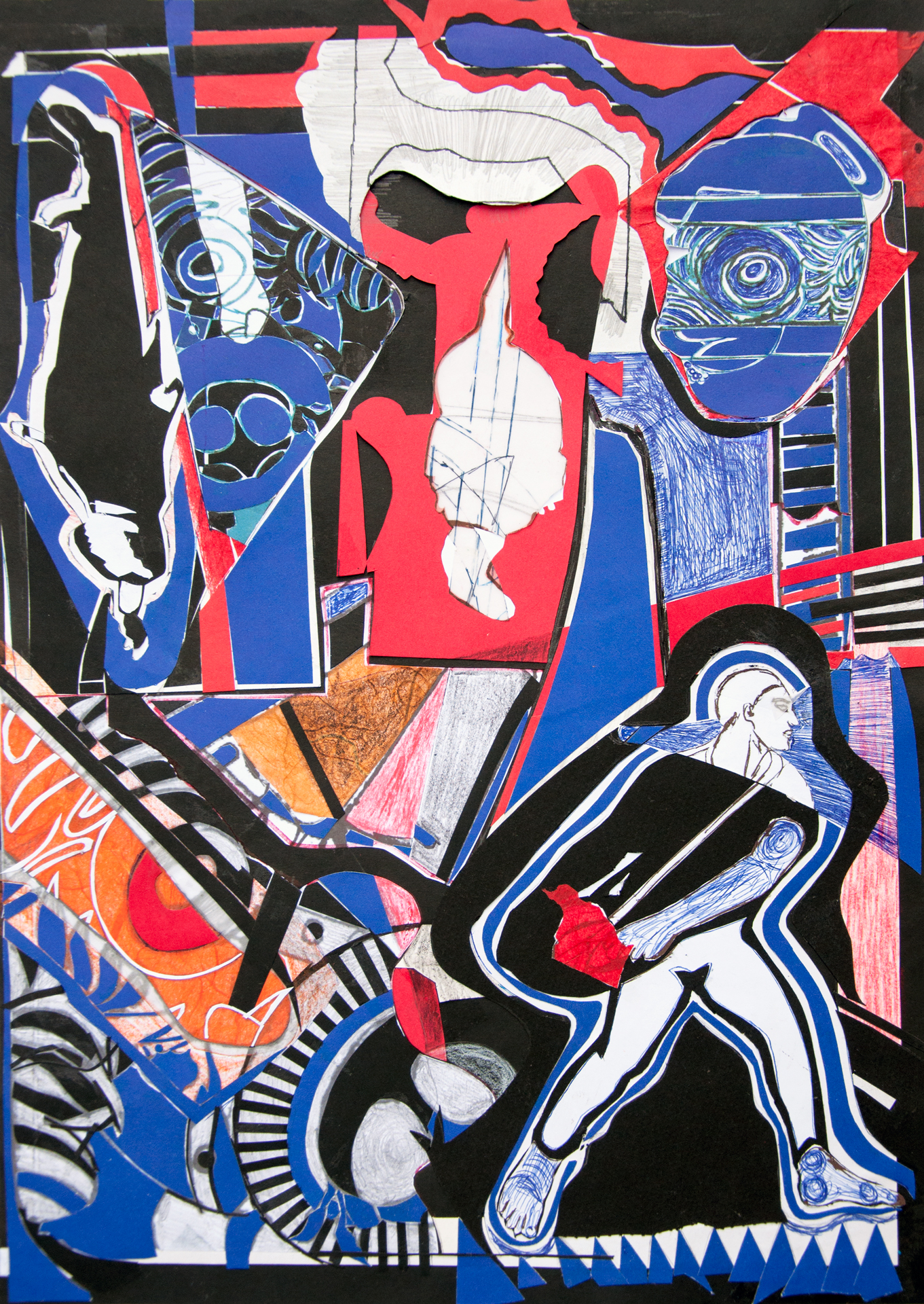 Parable of the Soils 9, series *9, 2023, h 30.3 x w 42.7 cm (h 11,9 x w 16.8 in), analogue collage and drawing on paper, pencil, ballpoint pen, colored pencil and paper on paper