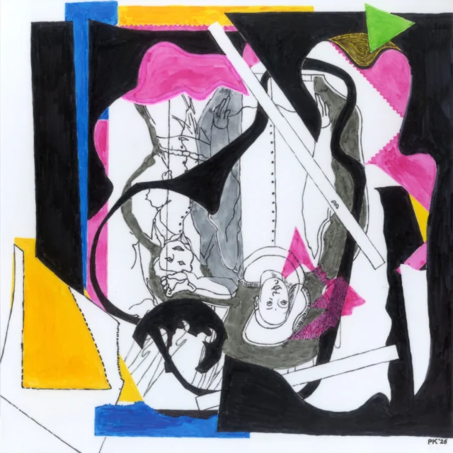 ☆(❁‿❁)☆ 
La Fête Galante 13, 2026, h 21 x  w 21 cm (h 8.3 x w 8.3 inch), archival markers on drawing polyester. 
✿✿
 ⋋| ◉ ͟ʖ ◉ |⋌
Happy St. Patrick’s Day to y’all!!
♥
✿✿

☆
☆
#drawing #lonely #culture #artist #clowne 

♥